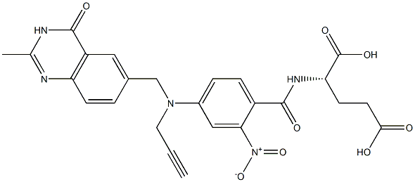 (2S)-2-[2-Nitro-4-[N-[(3,4-dihydro-2-methyl-4-oxoquinazolin)-6-ylmethyl]-N-(2-propynyl)amino]benzoylamino]glutaric acid Struktur