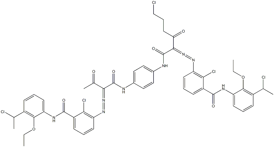 3,3'-[2-(2-Chloroethyl)-1,4-phenylenebis[iminocarbonyl(acetylmethylene)azo]]bis[N-[3-(1-chloroethyl)-2-ethoxyphenyl]-2-chlorobenzamide] Struktur