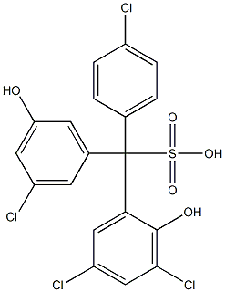 (4-Chlorophenyl)(3-chloro-5-hydroxyphenyl)(3,5-dichloro-2-hydroxyphenyl)methanesulfonic acid Struktur