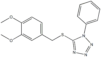 5-(3,4-Dimethoxybenzylthio)-1-phenyl-1H-tetrazole Struktur