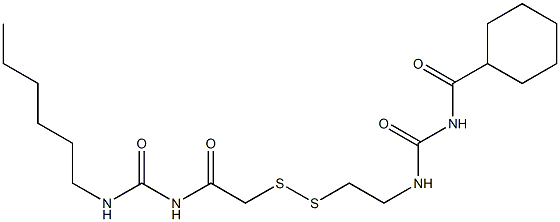 1-(Cyclohexylcarbonyl)-3-[2-[[(3-hexylureido)carbonylmethyl]dithio]ethyl]urea Struktur