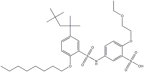 2-(2-Ethoxyethoxy)-5-[2-octyloxy-5-(1,1,3,3-tetramethylbutyl)phenylsulfonylamino]benzenesulfonic acid Struktur