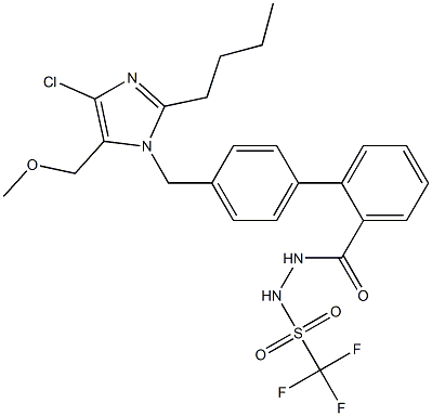 4'-[(2-Butyl-4-chloro-5-methoxymethyl-1H-imidazol-1-yl)methyl]-N'-(trifluoromethylsulfonyl)-1,1'-biphenyl-2-carboxylic acid hydrazide Struktur