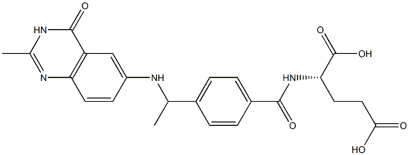 (S)-2-[4-[1-[N-[(3,4-Dihydro-2-methyl-4-oxoquinazolin)-6-yl]amino]ethyl]benzoylamino]glutaric acid Struktur