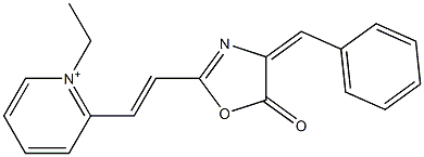 1-Ethyl-2-[2-[(4-benzylidene-4,5-dihydro-5-oxooxazol)-2-yl]ethenyl]pyridinium Struktur