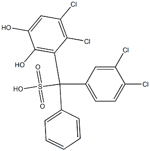 (3,4-Dichlorophenyl)(2,3-dichloro-5,6-dihydroxyphenyl)phenylmethanesulfonic acid Struktur