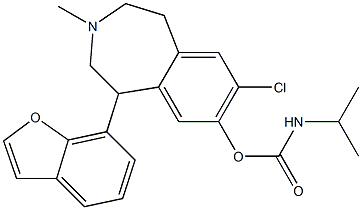 Isopropylcarbamic acid [(7-chloro-3-methyl-1-(benzofuran-7-yl)-2,3,4,5-tetrahydro-1H-3-benzazepin)-8-yl] ester Struktur