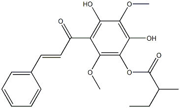 6-[(E)-3-Phenylacryloyl]-4-(2-methylbutyryloxy)-2,5-dimethoxybenzene-1,3-diol Struktur