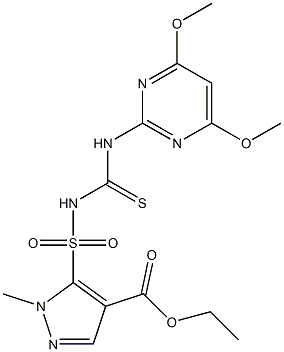 1-Methyl-5-[[(4,6-dimethoxypyrimidin-2-yl)thiocarbamoyl]sulfamoyl]-1H-pyrazole-4-carboxylic acid ethyl ester Struktur