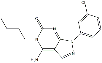 4-Amino-1-(3-chlorophenyl)-5-butyl-1H-pyrazolo[3,4-d]pyrimidin-6(5H)-one Struktur