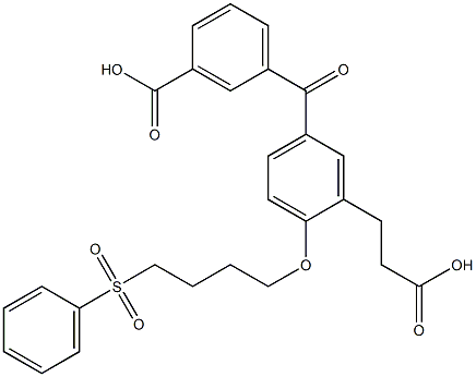 5-(3-Carboxybenzoyl)-2-(4-phenylsulfonylbutoxy)benzenepropanoic acid Struktur