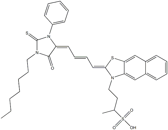 4-[2-[4-(1-Heptyl-3-phenyl-5-oxo-2-thioxoimidazolidin-4-ylidene)-2-butenylidene]naphtho[2,3-d]thiazol-3(2H)-yl]-2-butanesulfonic acid Struktur