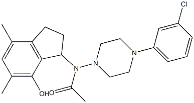 2,3-Dihydro-3-[[4-(3-chlorophenyl)-1-piperazinyl]acetylamino]-5,7-dimethyl-1H-inden-4-ol Struktur