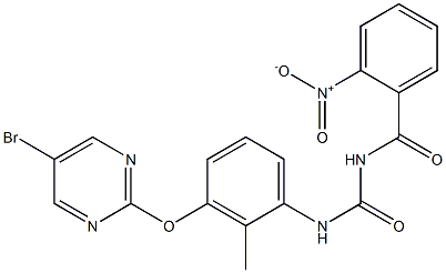 1-(2-Nitrobenzoyl)-3-[3-[(5-bromo-2-pyrimidinyl)oxy]-2-methylphenyl]urea Struktur