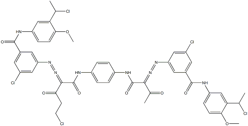 3,3'-[2-(Chloromethyl)-1,4-phenylenebis[iminocarbonyl(acetylmethylene)azo]]bis[N-[3-(1-chloroethyl)-4-methoxyphenyl]-5-chlorobenzamide] Struktur