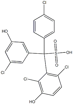 (4-Chlorophenyl)(3-chloro-5-hydroxyphenyl)(2,6-dichloro-3-hydroxyphenyl)methanesulfonic acid Struktur