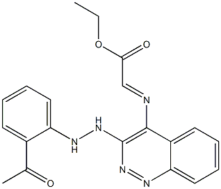 2-[[[3-[2-(2-Acetylphenyl)hydrazino]cinnolin]-4-yl]imino]acetic acid ethyl ester Struktur