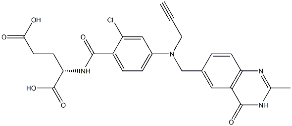 (2S)-2-[2-Chloro-4-[N-[(3,4-dihydro-2-methyl-4-oxoquinazolin)-6-ylmethyl]-N-(2-propynyl)amino]benzoylamino]glutaric acid Struktur