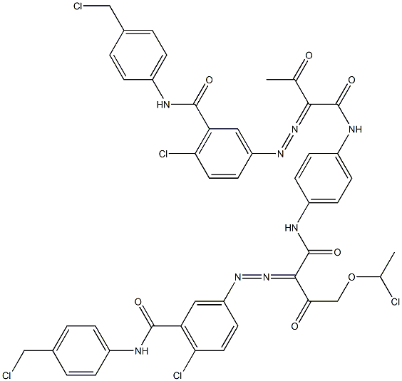 3,3'-[2-[(1-Chloroethyl)oxy]-1,4-phenylenebis[iminocarbonyl(acetylmethylene)azo]]bis[N-[4-(chloromethyl)phenyl]-6-chlorobenzamide] Struktur