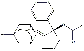 (2S)-1-(5-Fluoroadamantan-2-ylidene)-2-phenyl-4-penten-2-ol acetate Struktur