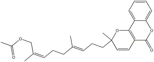 2-[(3E,7Z)-9-Acetoxy-4,8-dimethyl-3,7-nonadien-1-yl]-2-methyl-2H,5H-pyrano[3,2-c][1]benzopyran-5-one Struktur