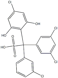 (3-Chlorophenyl)(3,5-dichlorophenyl)(4-chloro-2,6-dihydroxyphenyl)methanesulfonic acid Struktur