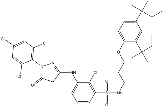 1-(2,4,6-Trichlorophenyl)-3-[2-chloro-3-[3-(2,4-di-tert-pentylphenoxy)propylsulfamoyl]anilino]-5(4H)-pyrazolone Struktur