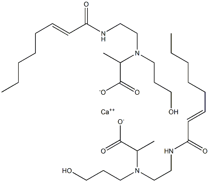 Bis[2-[N-(3-hydroxypropyl)-N-[2-(2-octenoylamino)ethyl]amino]propionic acid]calcium salt Struktur