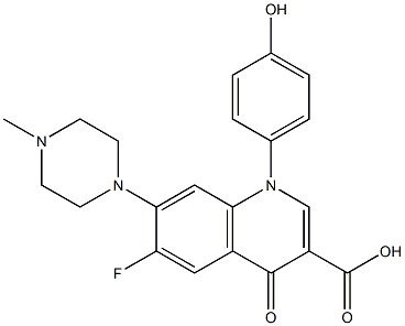 1-(4-Hydroxyphenyl)-1,4-dihydro-6-fluoro-7-(4-methylpiperazino)-4-oxoquinoline-3-carboxylic acid Struktur