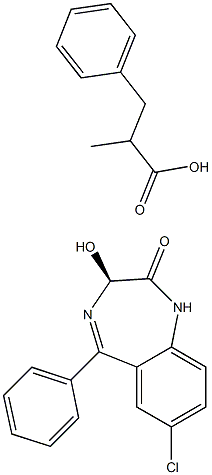 (S)-7-Chloro-1,3-dihydro-3-hydroxy-5-phenyl-2H-1,4-benzodiazepin-2-one (2-methyl-3-phenylpropionate) Struktur