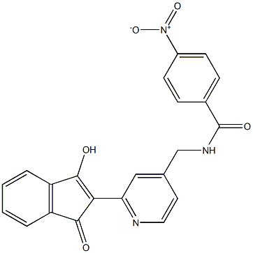 1-Hydroxy-2-[4-(4-nitrobenzoylaminomethyl)-2-pyridyl]-3H-inden-3-one Struktur