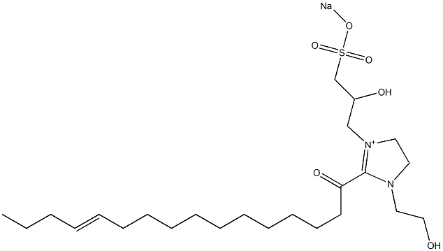 1-(2-Hydroxyethyl)-3-[2-hydroxy-3-(sodiooxysulfonyl)propyl]-2-(12-hexadecenoyl)-2-imidazoline-3-ium Struktur