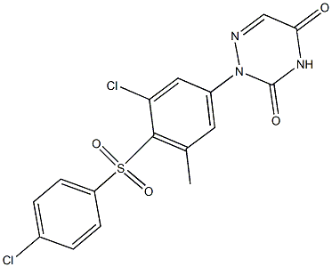 2-[3-Chloro-4-(4-chlorophenylsulfonyl)-5-methylphenyl]-1,2,4-triazine-3,5(2H,4H)-dione Struktur