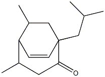 1-Isobutyl-4,9-dimethylbicyclo[3.2.2]non-6-en-2-one Struktur