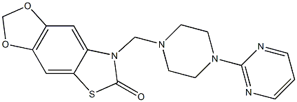 3-[[4-(2-Pyrimidinyl)-1-piperazinyl]methyl]-5,6-(methylenedioxy)-2,3-dihydro-2-oxobenzothiazole Struktur