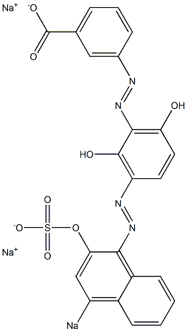 3-[2,6-Dihydroxy-3-(2-hydroxy-4-sodiosulfo-1-naphtylazo)phenylazo]benzoic acid sodium salt Struktur