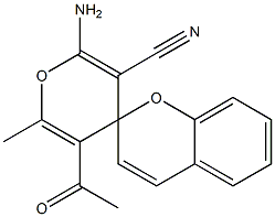 2'-Amino-5'-acetyl-6'-methylspiro[2H-1-benzopyran-2,4'-[4H]pyran]-3'-carbonitrile Struktur