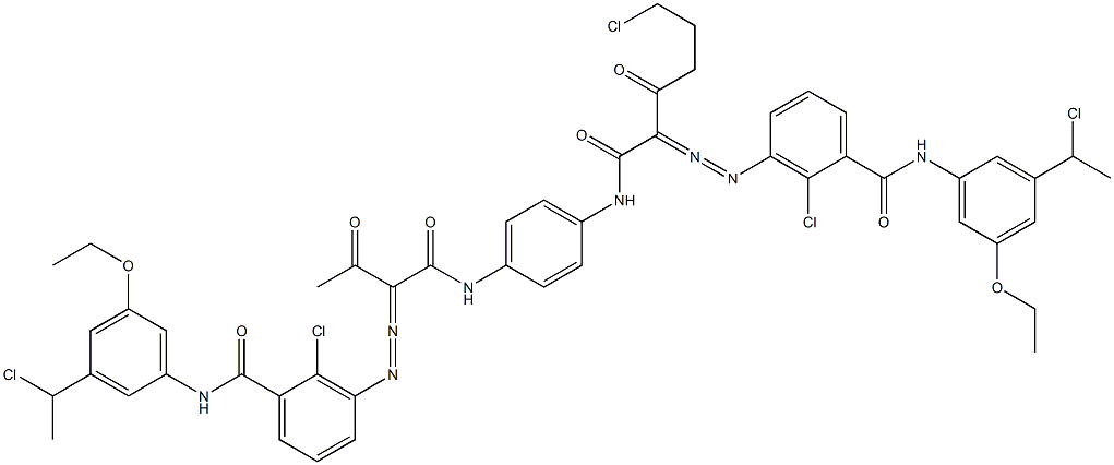 3,3'-[2-(2-Chloroethyl)-1,4-phenylenebis[iminocarbonyl(acetylmethylene)azo]]bis[N-[3-(1-chloroethyl)-5-ethoxyphenyl]-2-chlorobenzamide] Struktur