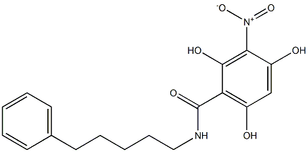 2,4,6-Trihydroxy-3-nitro-N-(5-phenylpentyl)benzamide Struktur