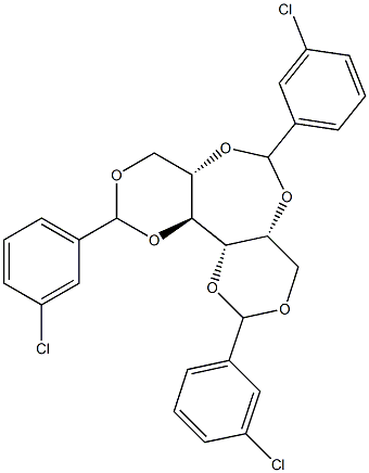 1-O,3-O:2-O,5-O:4-O,6-O-Tris(3-chlorobenzylidene)-L-glucitol Struktur