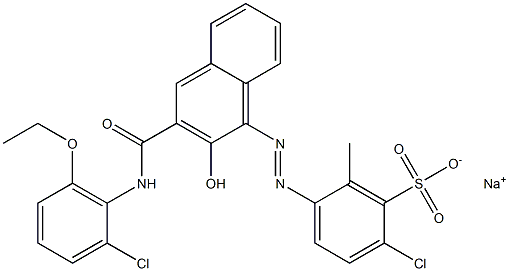 2-Chloro-6-methyl-5-[[3-[[(2-chloro-6-ethoxyphenyl)amino]carbonyl]-2-hydroxy-1-naphtyl]azo]benzenesulfonic acid sodium salt Struktur