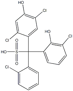 (2-Chlorophenyl)(3-chloro-2-hydroxyphenyl)(2,5-dichloro-4-hydroxyphenyl)methanesulfonic acid Struktur