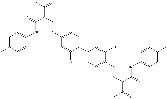 4,4'-Bis[[1-(3,4-dimethylphenylamino)-1,3-dioxobutan-2-yl]azo]-2,3'-dichloro-1,1'-biphenyl Struktur