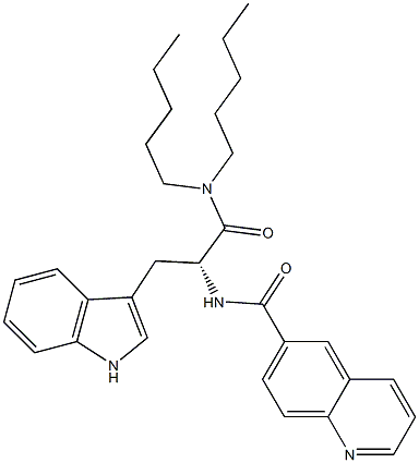 (R)-2-(6-Quinolinylcarbonylamino)-3-(1H-indol-3-yl)-N,N-dipentylpropanamide Struktur