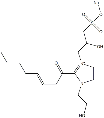 1-(2-Hydroxyethyl)-3-[2-hydroxy-3-(sodiooxysulfonyl)propyl]-2-(3-octenoyl)-2-imidazoline-3-ium Struktur