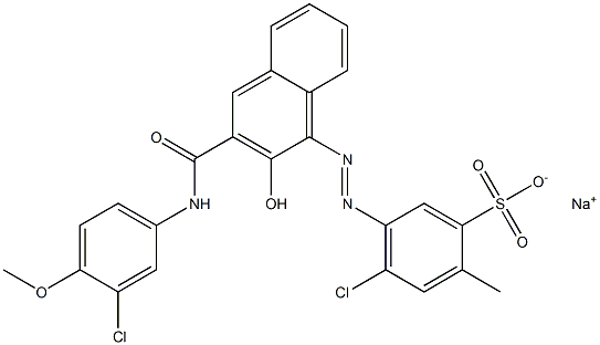 4-Chloro-2-methyl-5-[[3-[[(3-chloro-4-methoxyphenyl)amino]carbonyl]-2-hydroxy-1-naphtyl]azo]benzenesulfonic acid sodium salt Struktur