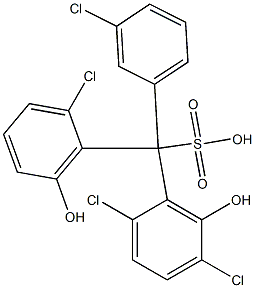 (3-Chlorophenyl)(2-chloro-6-hydroxyphenyl)(2,5-dichloro-6-hydroxyphenyl)methanesulfonic acid Struktur