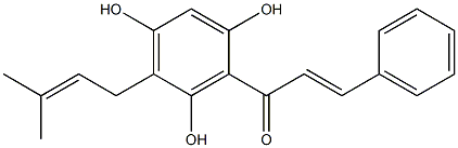 2-[(E)-3-Phenyl-1-oxo-2-propenyl]-4-(3-methyl-2-butenyl)benzene-1,3,5-triol Struktur