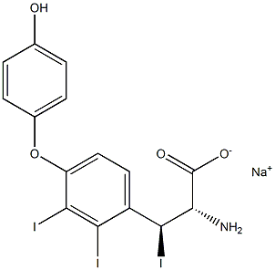 (2S,3S)-2-Amino-3-[4-(4-hydroxyphenoxy)-2,3-diiodophenyl]-3-iodopropanoic acid sodium salt Struktur