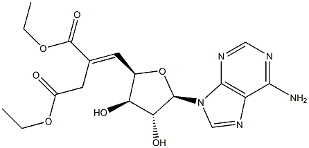 (E)-4-[[(2R,3R,4S,5R)-2-(6-Amino-9H-purin-9-yl)-3,4-dihydroxytetrahydrofuran]-5-yl]-3-(ethoxycarbonyl)-3-butenoic acid ethyl ester Struktur